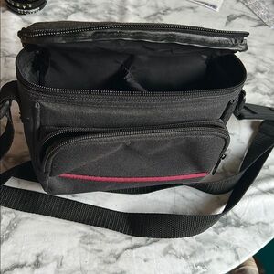 Black and Red Messenger/Camera Bag with Adjustable Strap